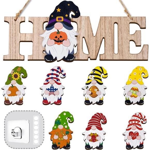 3D Gnome Interchangeable Seasonal Welcome Sign (Upgrade Designed) DIY - Picture 1 of 7